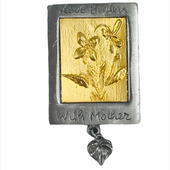 M. Bastin Love Begins with Mother Brooch, Gold - Picture 5 of 5